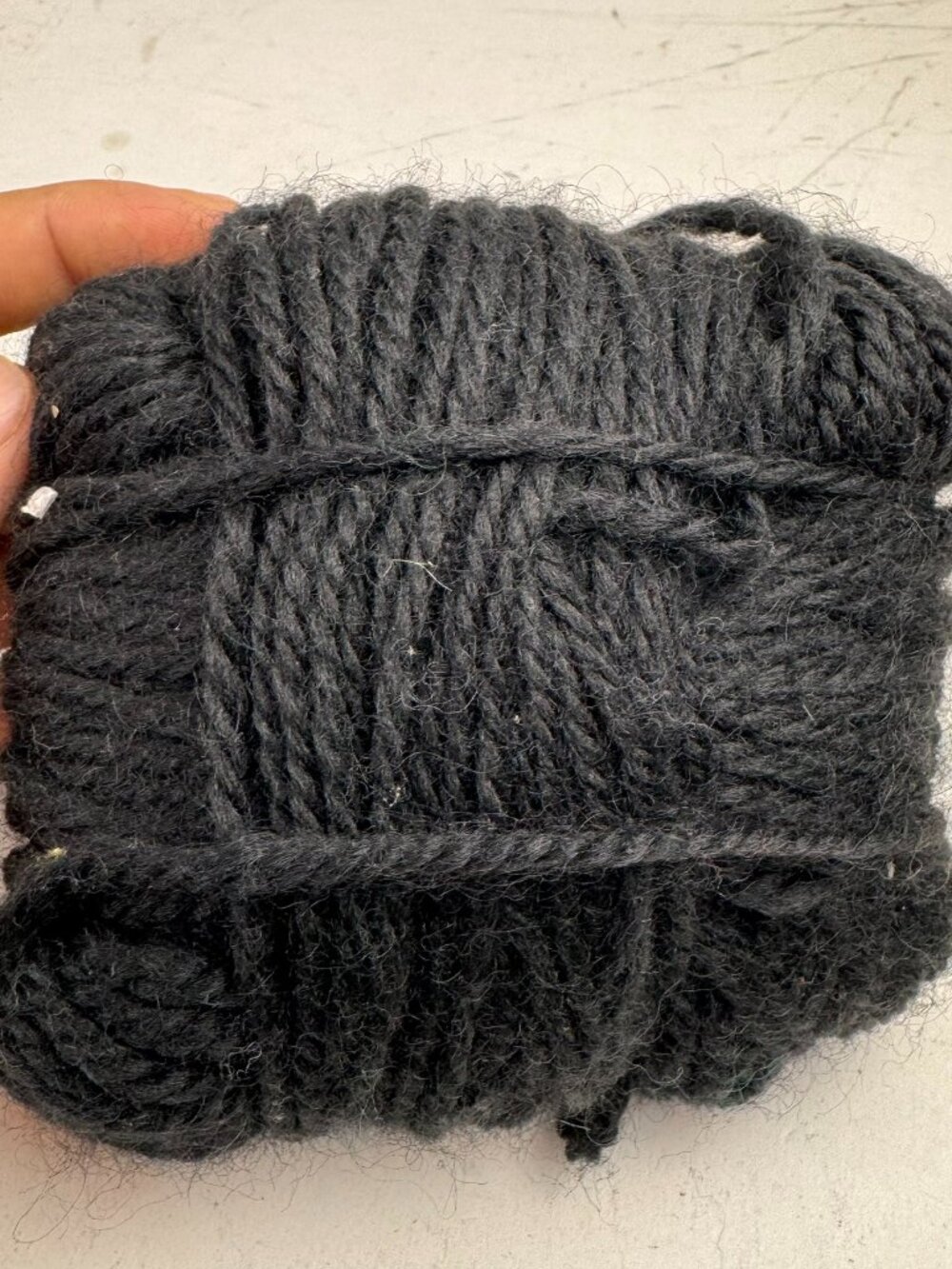 Black Heather Bulky Knit Yarn Ball 3.1 oz / 88g Fiber Art Weaving Crochet